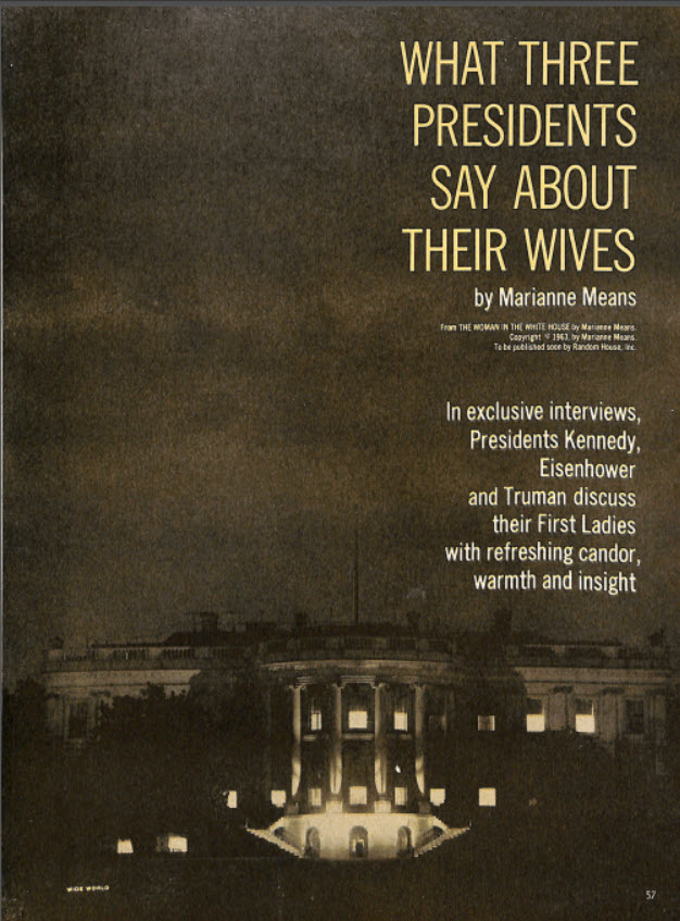 What three Presidents say about their Wives - Good Housekeeping August 1963