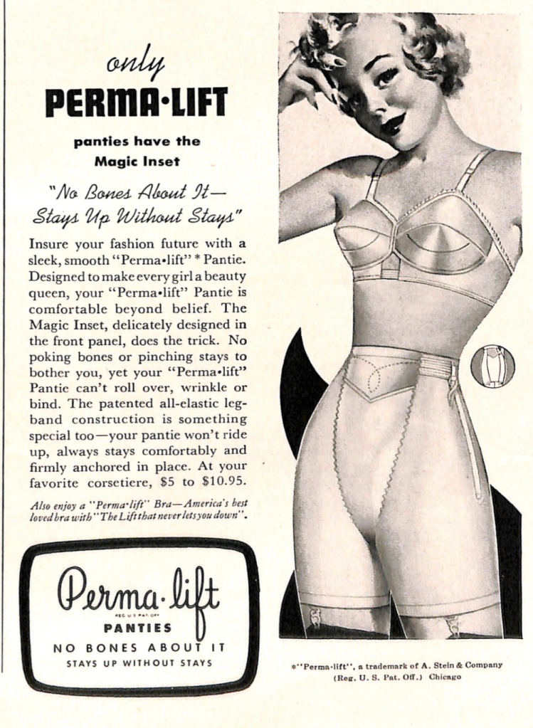 Obviously the lady doesnt know Perma-lift bra & panty girdle ad 1960